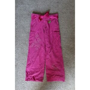 Girls Pink Corduroy Pants Butterfly Applique Bows Size 5